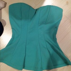 BODY CENTRAL STRAPLESS TEAL PEPLUM TOP!!!