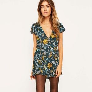 UO Kimchi Blue Floral Wrap-Front Romper