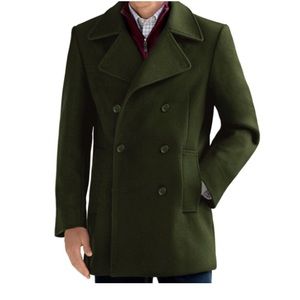 Olive Fleece Pea Coat