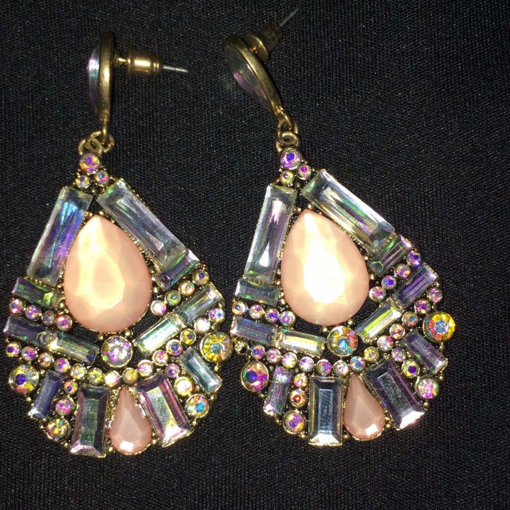 Black metal multi color earrings