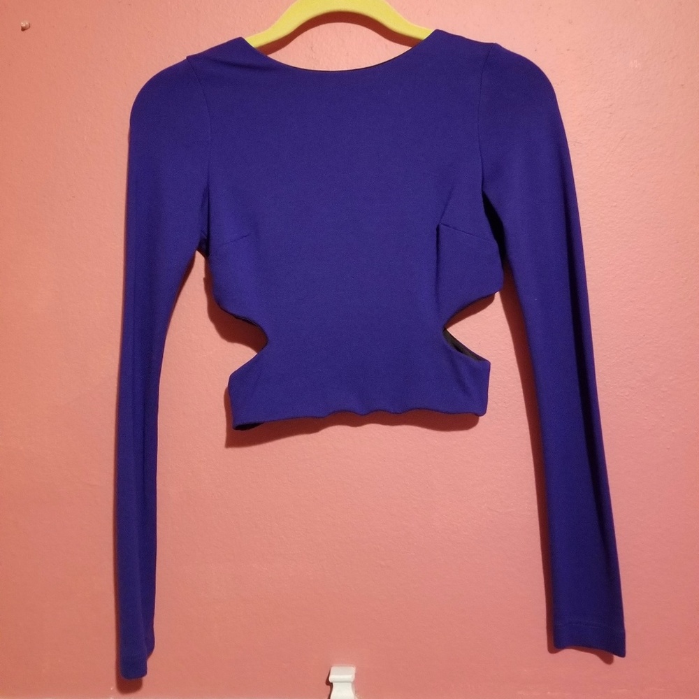 Royal blue, open back, cut out crop top