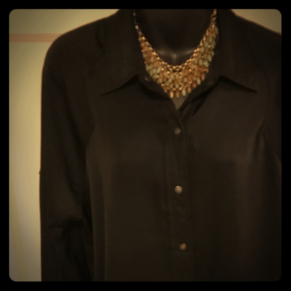 Petite Sheer Button Down Relaxed Shirt G1