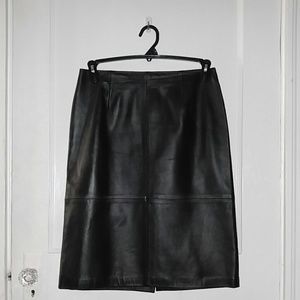 Leather mid-length skirt