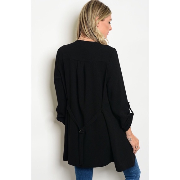 New❣️Black Rose Patch Waterfall Jacket - Picture 3 of 4