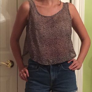 Shear leopard print tulip back crop top