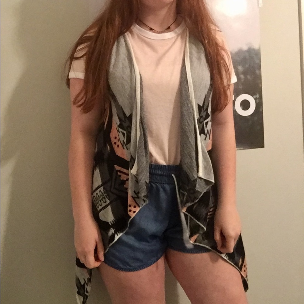 Black/Peach/Grey Tank Top Cardigan