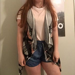 Black/Peach/Grey Tank Top Cardigan