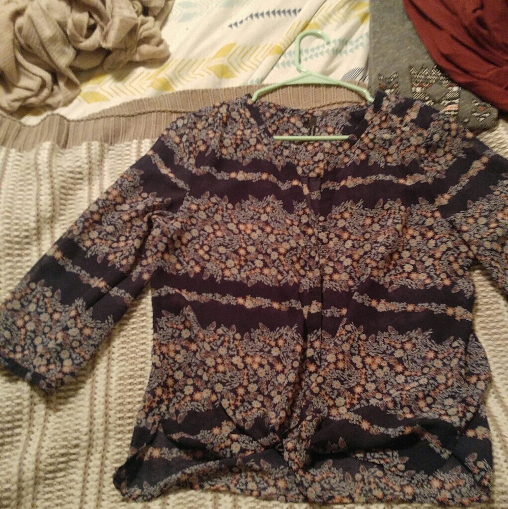 Button down tied blouse