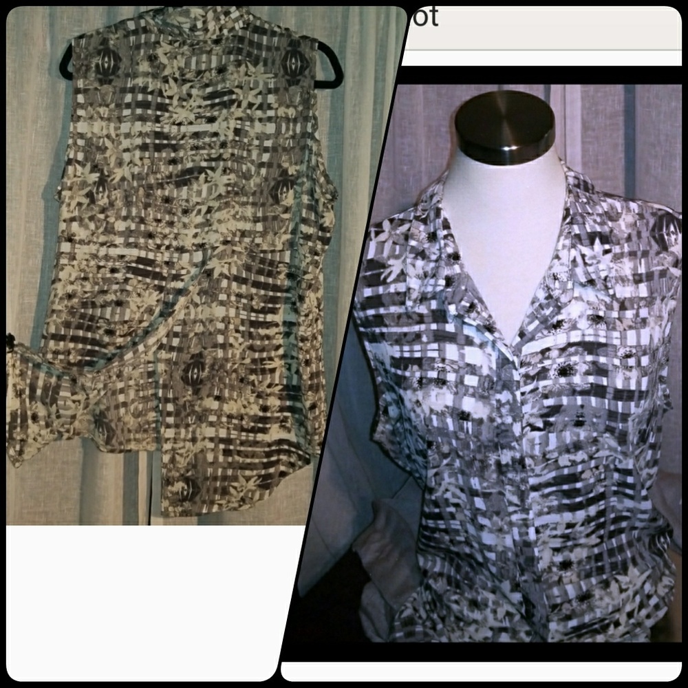 Button down back slit top