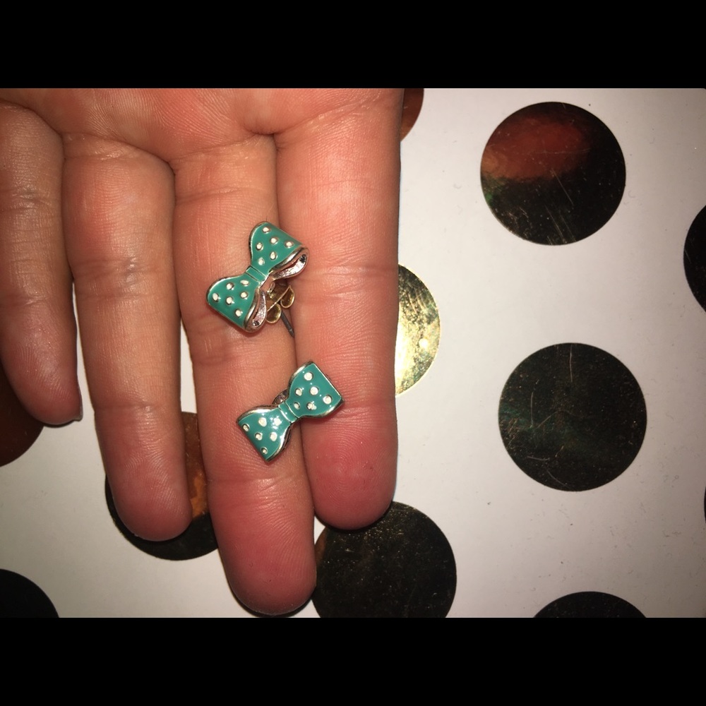 Blue or Pink Bow Earrings