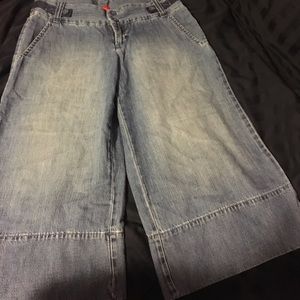 Denim gaucho pants