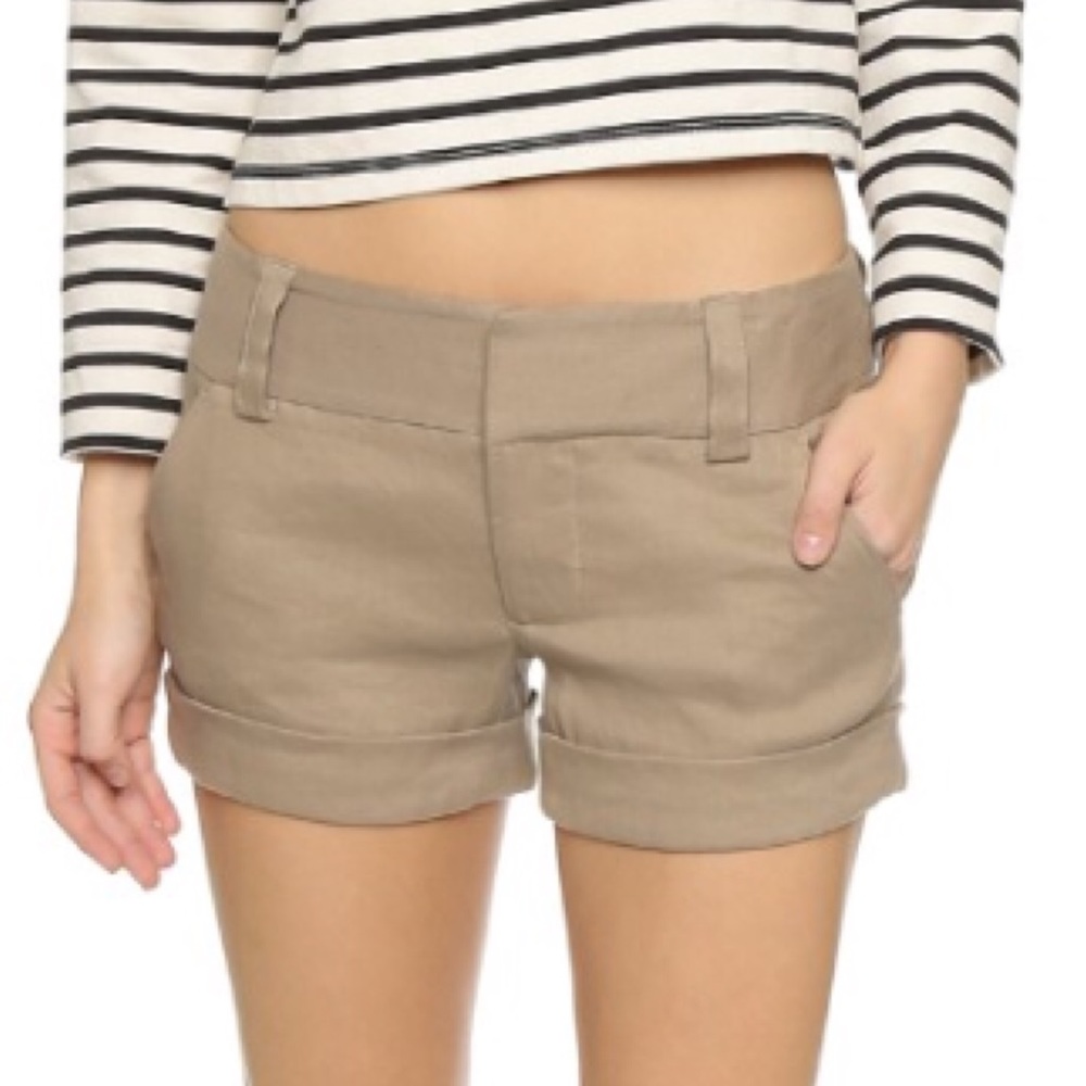 Alice + Olivia Cady Cuff Shorts in Tan