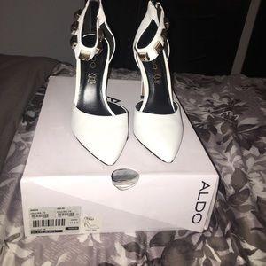 White Aldo Studded Heels