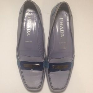 Prada Blue Leather Loafers