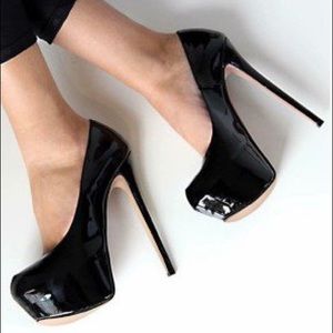 Black Patent Leather Platform Heels