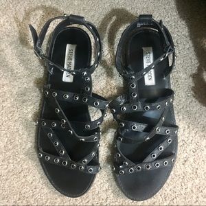 Steve Madden black studded flat sandals