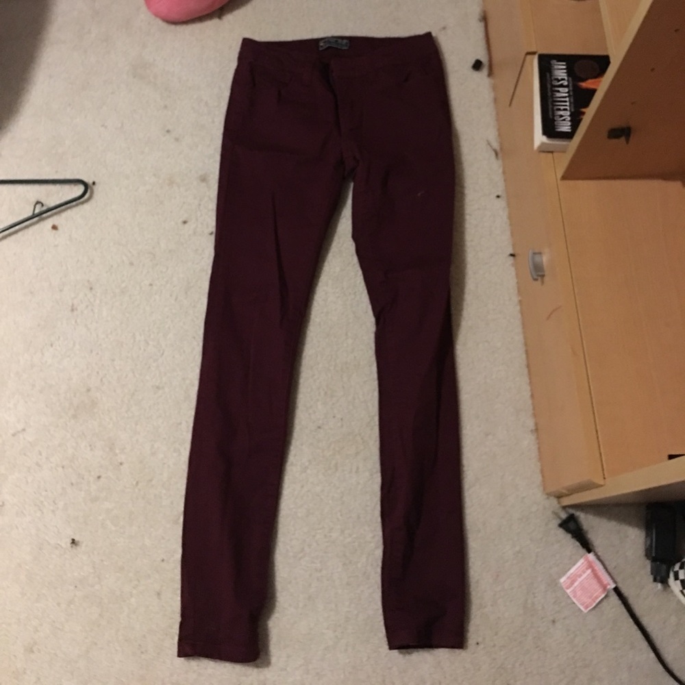 Maroon skinny jeans