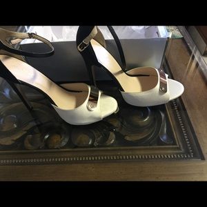 Off white & Black strap heels