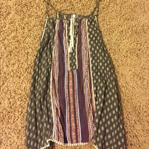 green spaghetti strap blouse