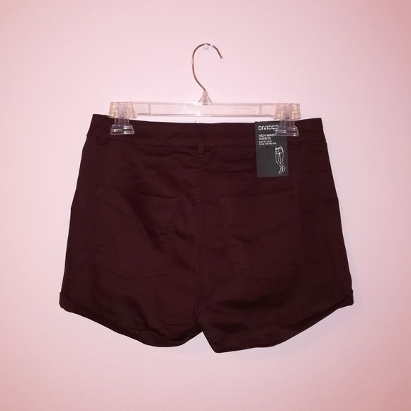 Maroon High Waisted Shorts - Picture 2 of 4
