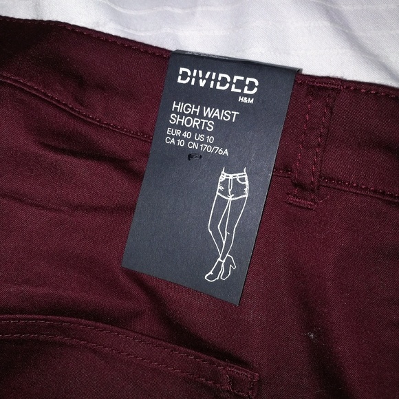 Maroon High Waisted Shorts - Picture 3 of 4