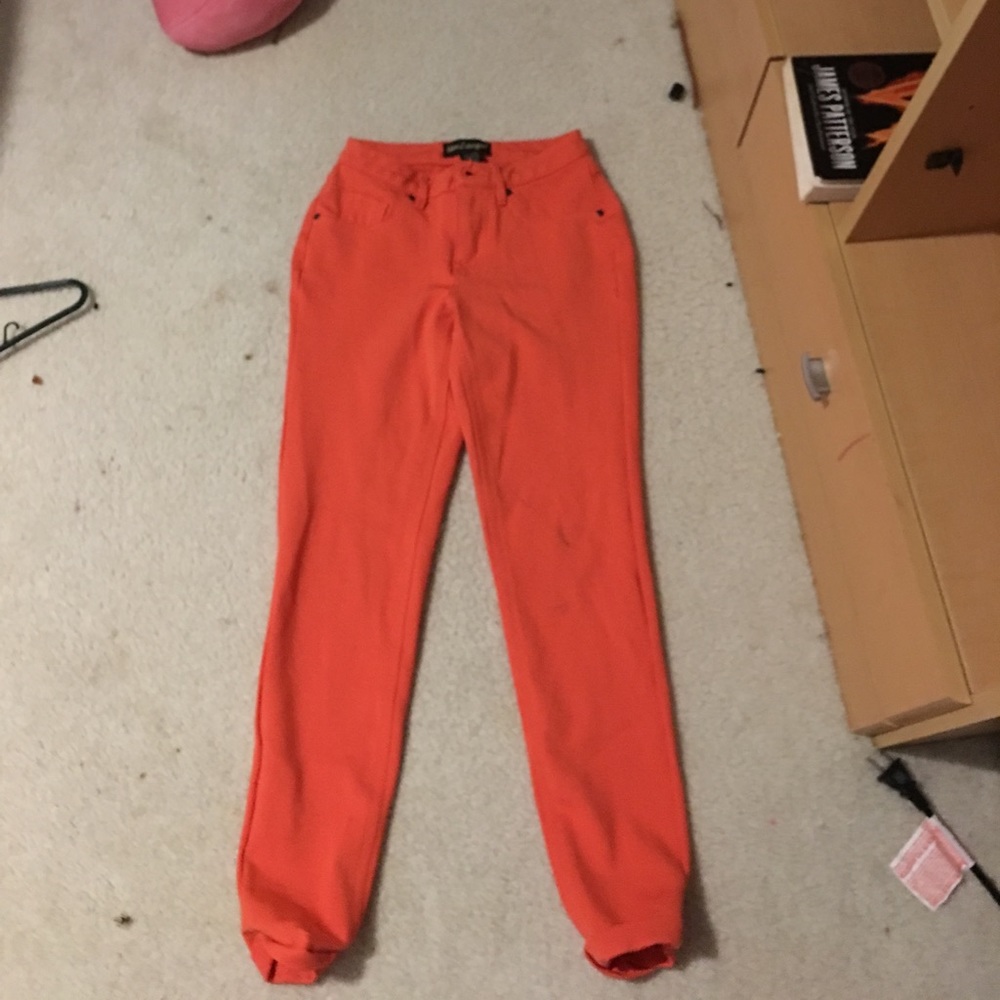 Orange skinny jeggings
