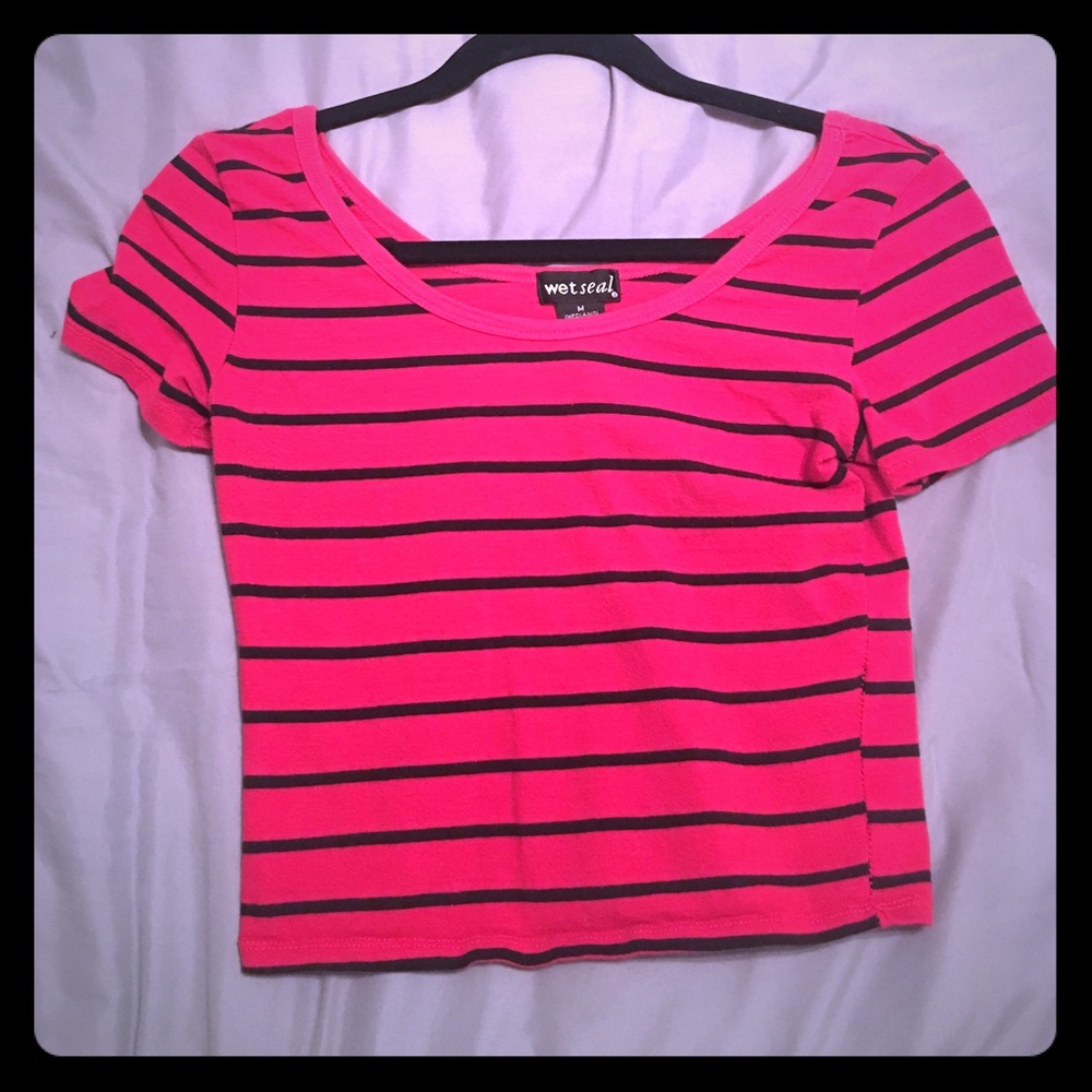 Red and black crop top