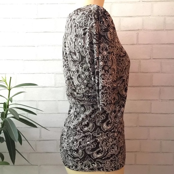 Ann Taylor Blouse Small Wrap Petite PS Floral - Picture 2 of 5