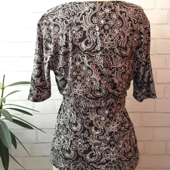 Ann Taylor Blouse Small Wrap Petite PS Floral - Picture 3 of 5