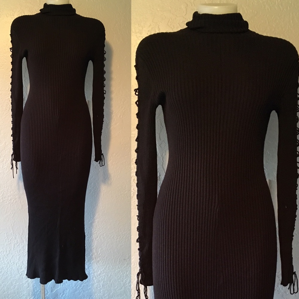 Vintage long sleeves turtleneck sweater dress