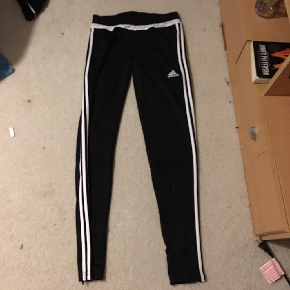 Black and white adidas pants