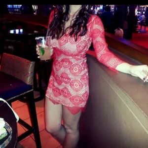 Red lace dress