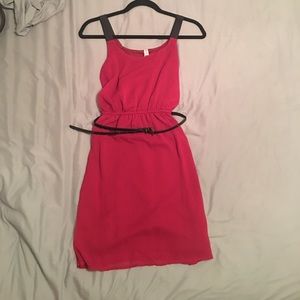 Red dress with black belt