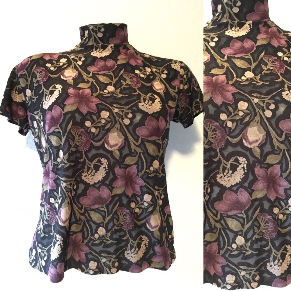 Vintage cut out flower velvet top