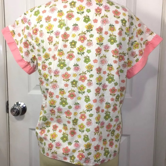Vintage Top 70s Mod Floral Button Down small - Picture 3 of 5