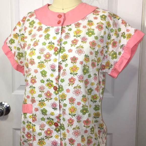 Vintage Top 70s Mod Floral Button Down small - Picture 5 of 5