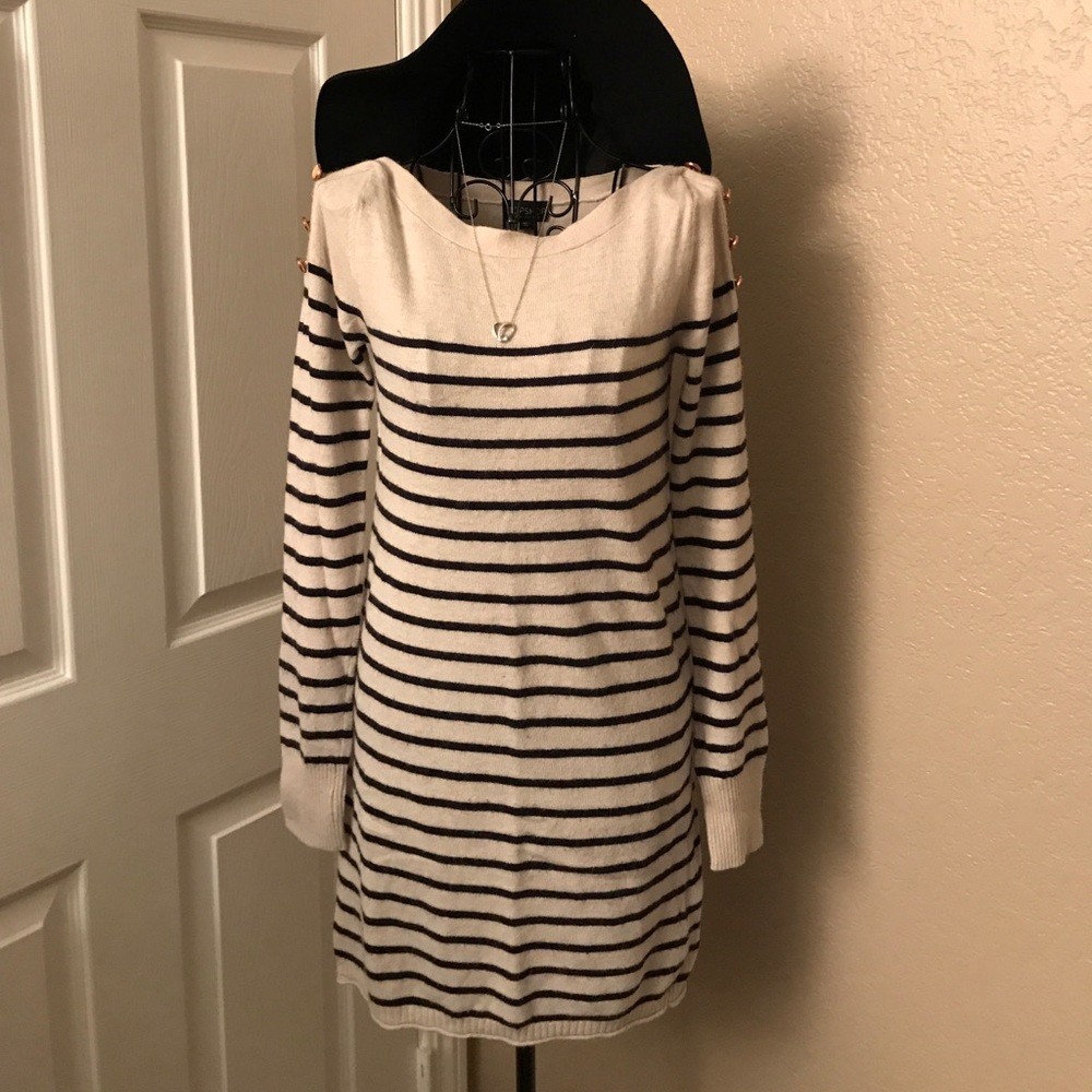 Topshop Taupe striped angora dress