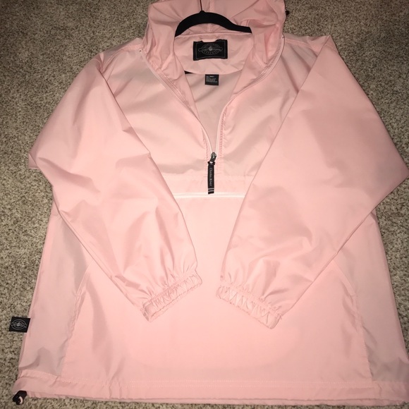 light pink charles river rain jacket