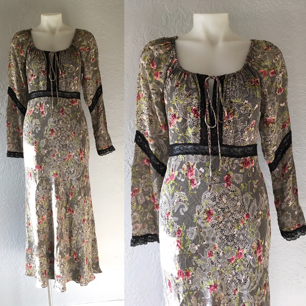 Vintage boho chic silk maxi dress