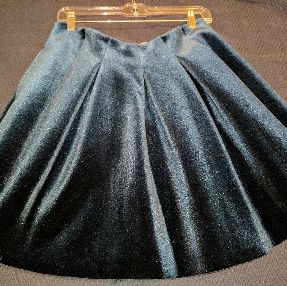 LC Lauren Conrad Velvet Style Blue Skirt A-Line