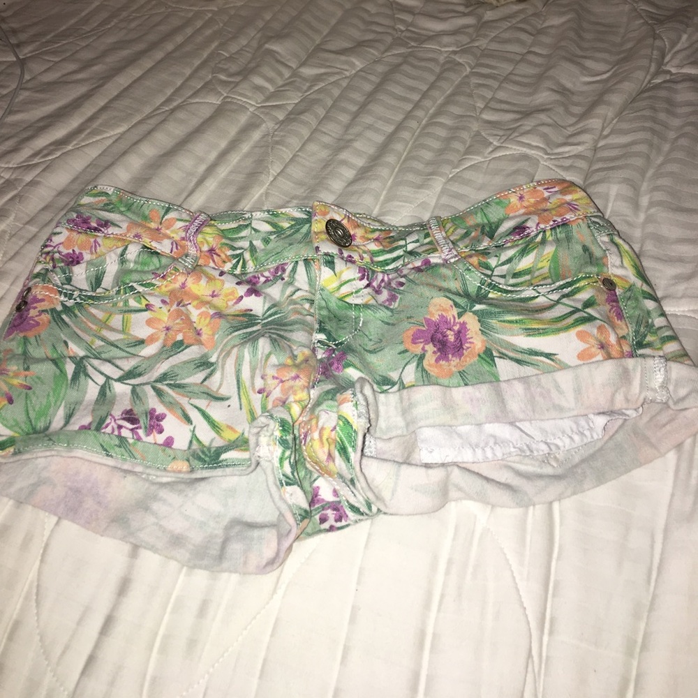 Floral jean shorts