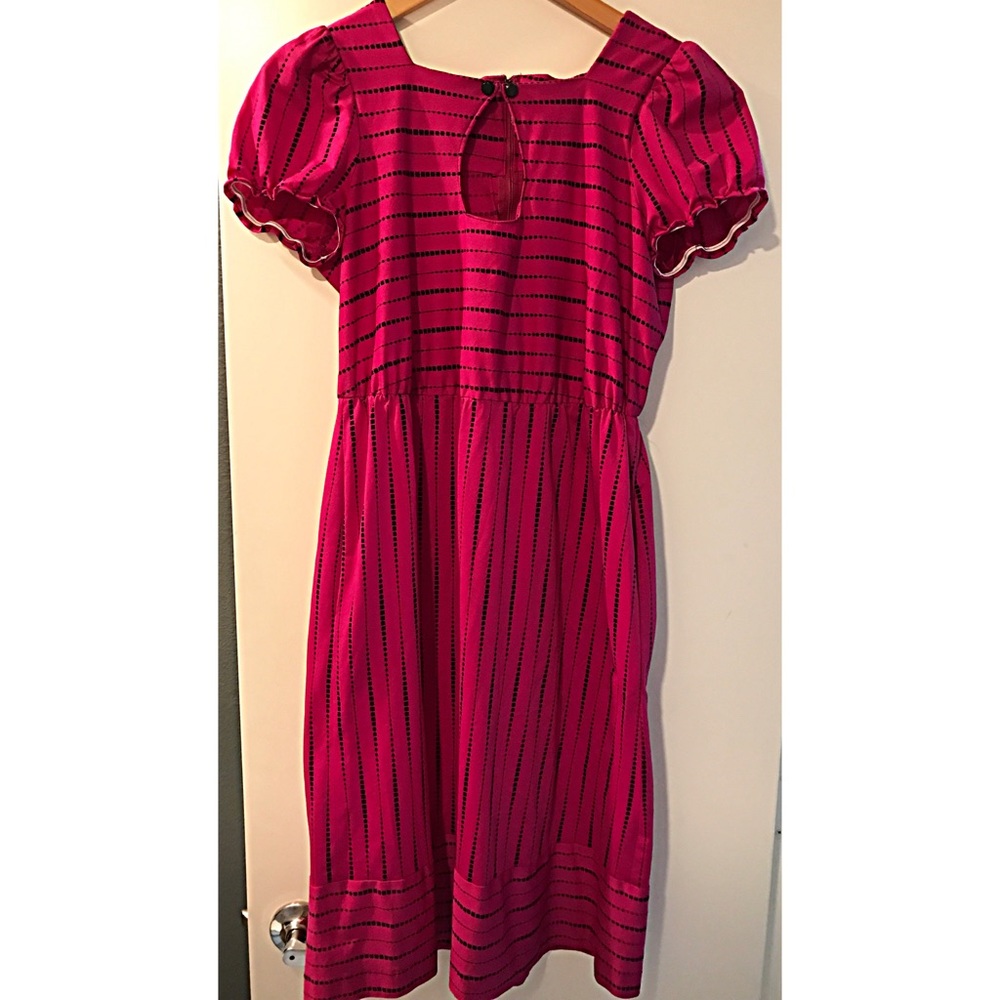 Vintage Midi Keyhole Striped Day Dress