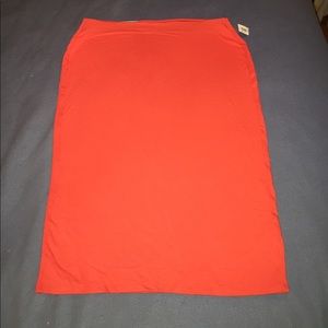 Jersey Pencil Midi Skirt- Large- Hot Tamale