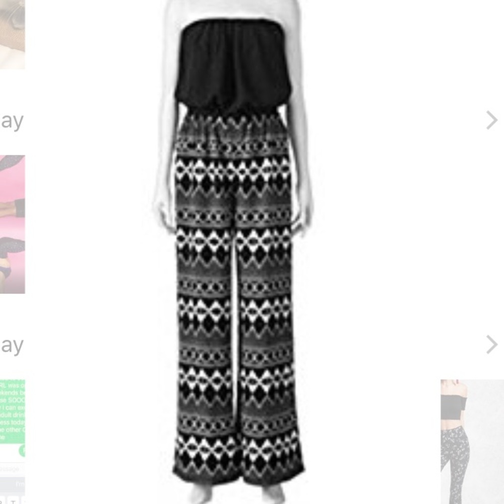 Strapless Patterned Flowy Jumpsuit