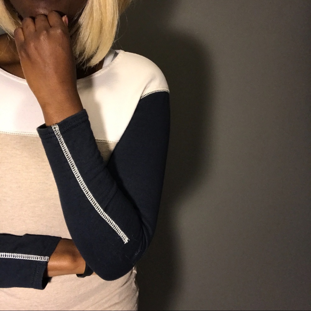 J. Crew | Color Block Top XXS Black Tan White - Picture 5 of 8