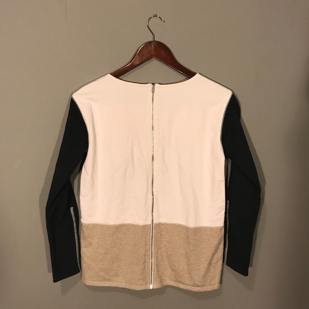 J. Crew | Color Block Top XXS Black Tan White - Picture 3 of 8