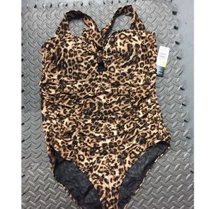 Animal print one piece swim suit