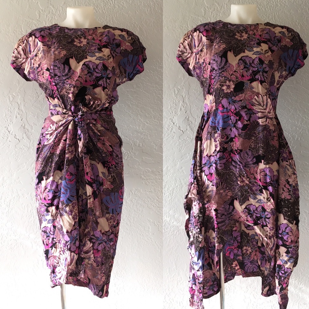 Vintage printed wrap around the waist dress
