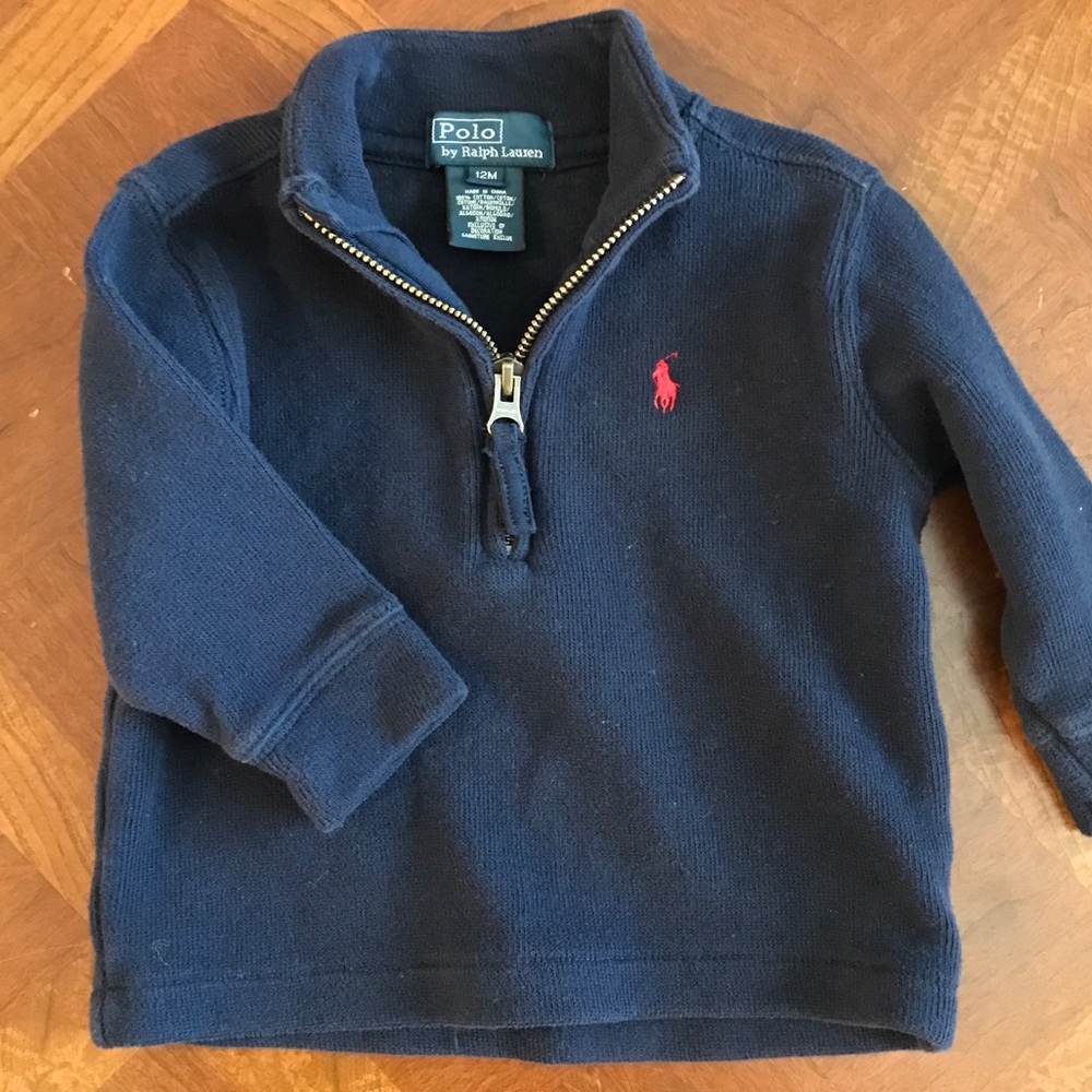 Polo by Ralph Lauren boy's half zip sweater. 12 mo