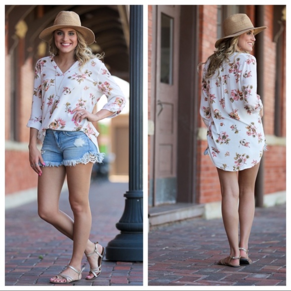 Boho peach floral tunic - Picture 3 of 5